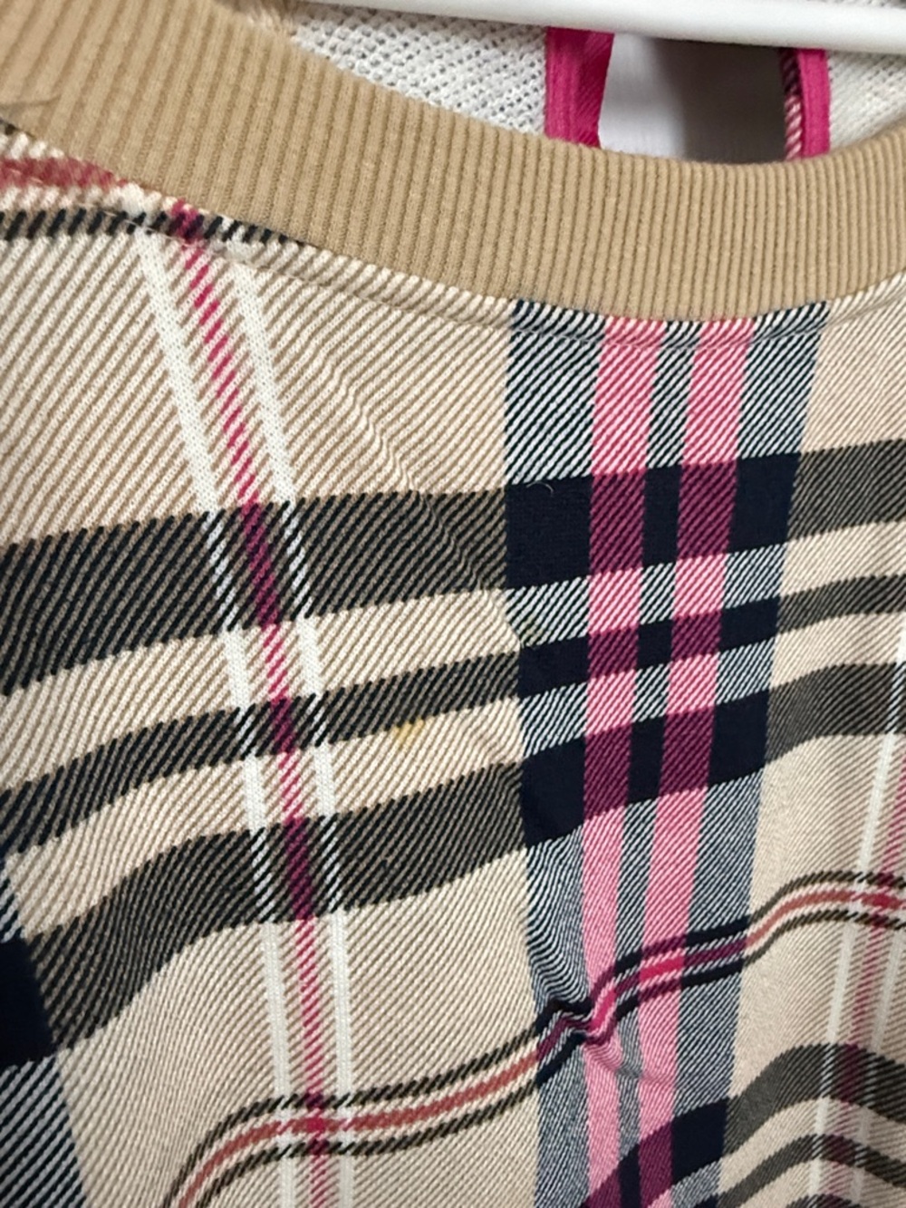 crown & ivy Women’s Tan Navy Blue Pink Plaid Bow Back Sweatshirt Size 3X - Picture 6 of 9
